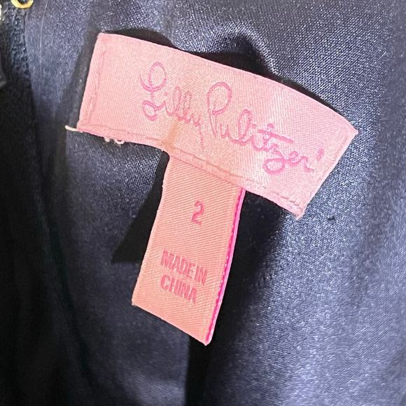 Lilly Pulitzer Ruthy Tweed Mini Dress Size 2 Boucle Cocktail Navy Gold Metalic - Picture 3 of 6